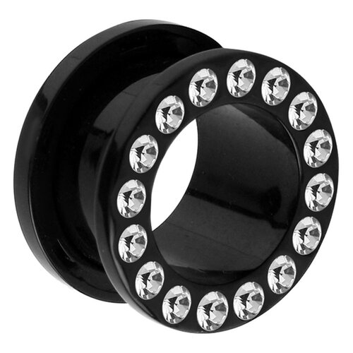  Black Acrylic Jewelled Flesh Tunnels