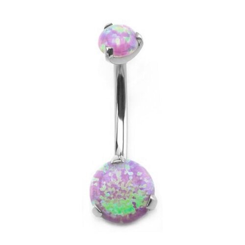  Zenith Internally Threaded Titanium Opal Prong Set Navel