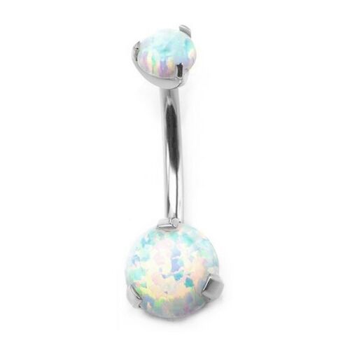  Zenith Internally Threaded Titanium Opal Prong Set Navel